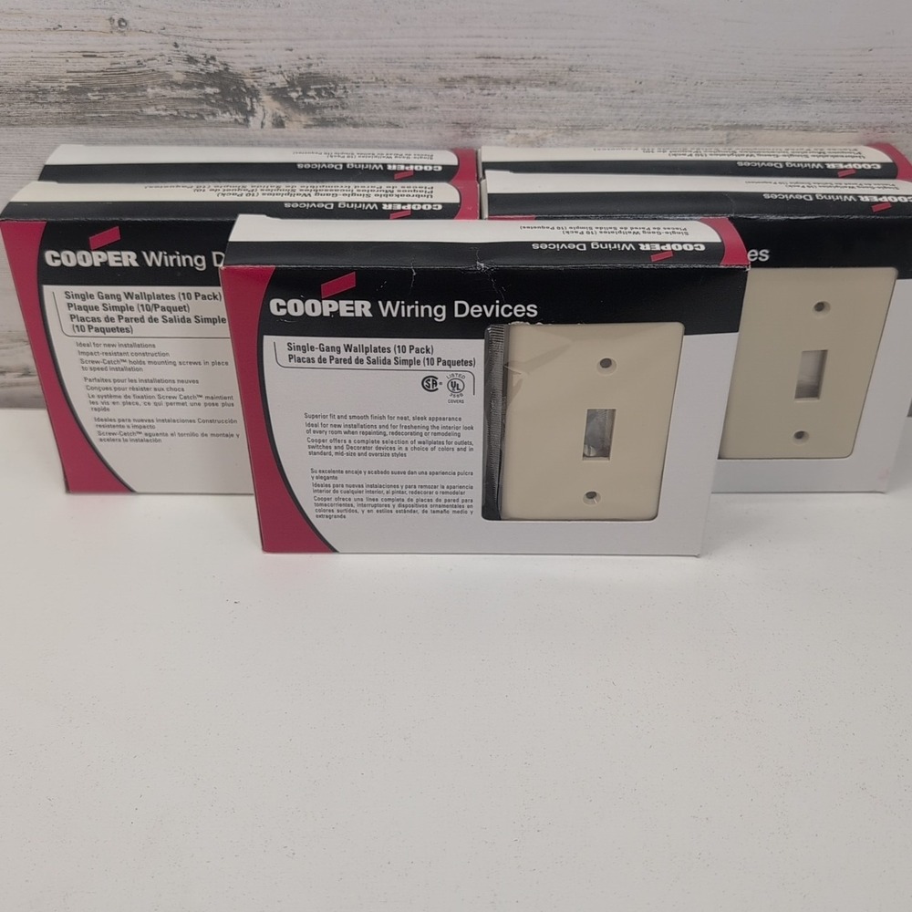 Cooper Wiring Devices 2134V Ivory Single Gang Toggle Switch Wallplates 10 Pack